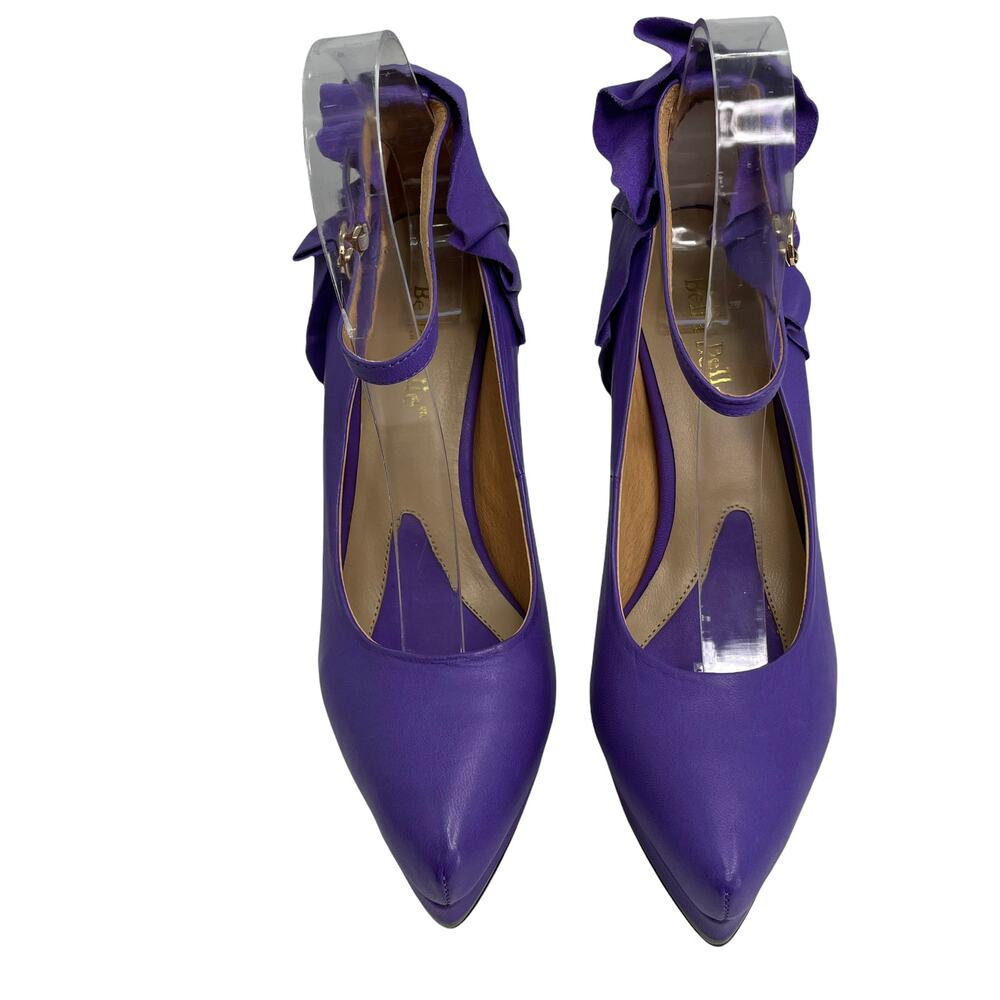 Bella Belle Purple Ankle Strap Platform Ruffle Back Party Stiletto Heels 9 - Picture 7 of 11